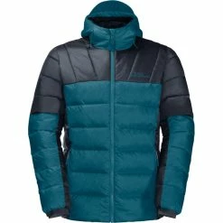 Deals 🔥 Jack Wolfskin Nebelhorn Down Hoody Men blue coral 🧨